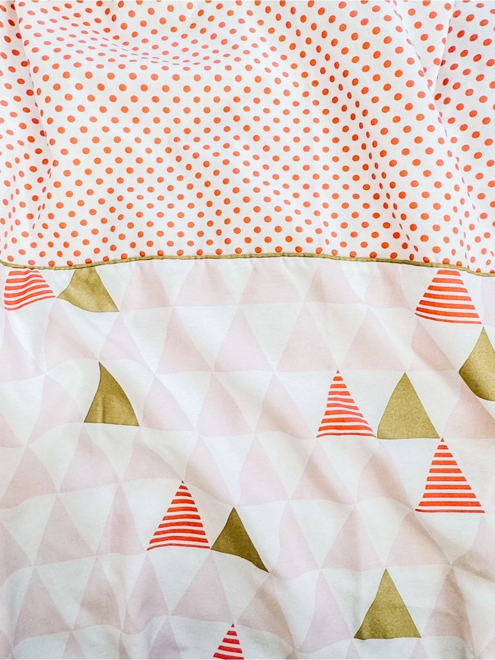 Pillowfort Washable Fabric Shower Curtain 72x72 Kid’s Triangles And Pink Spots